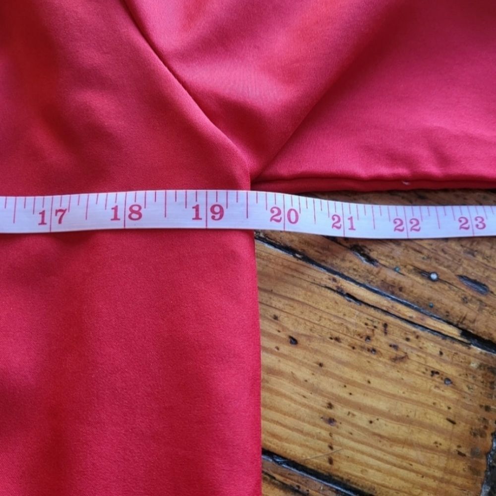 Joanna Vintage Polyester Button Down Red Size 8 - image 7